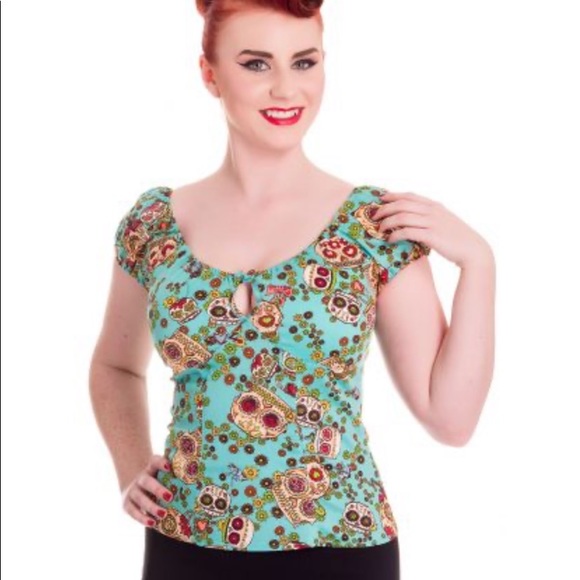 Hell Bunny Tops - Hell Bunny Skull Love Top Size L